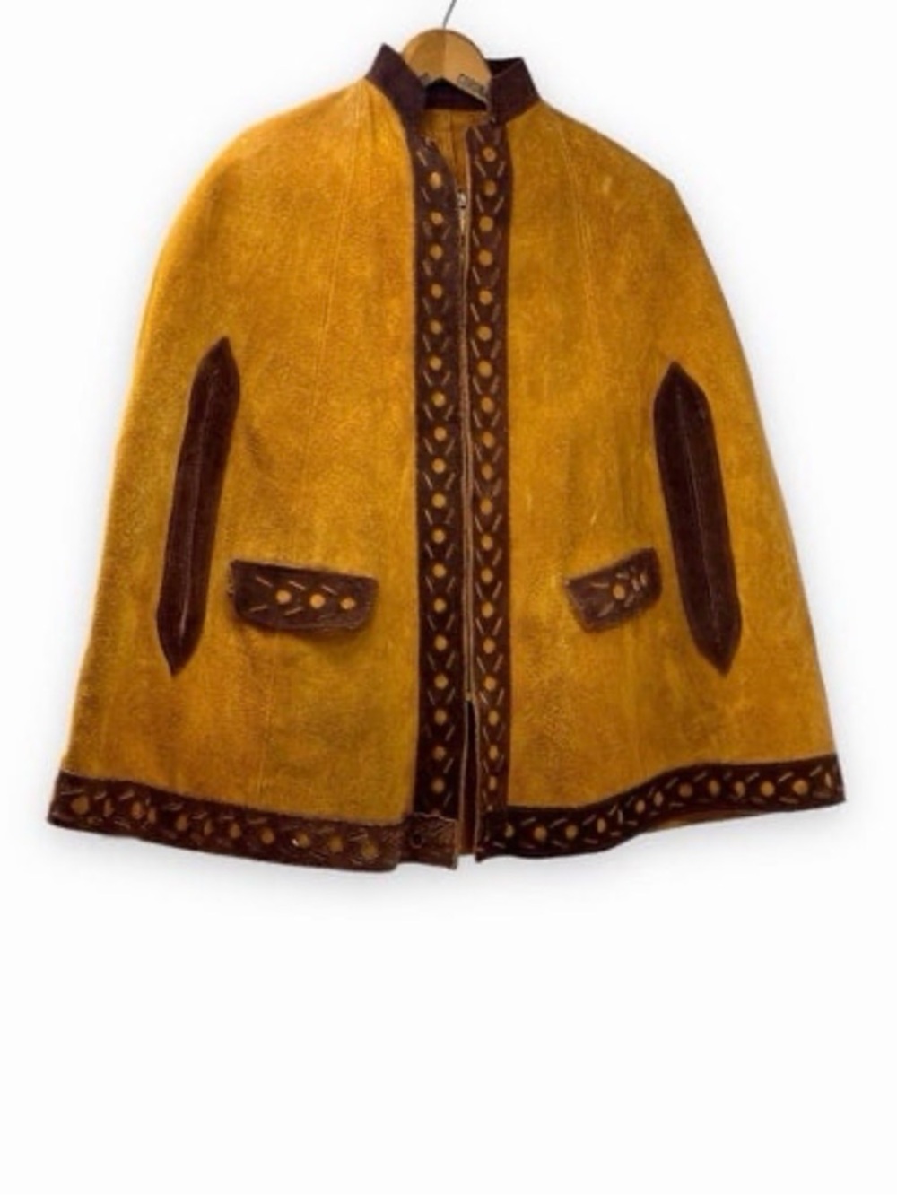 Vintage Leather unisex Poncho - Suede Poncho, - Picture 7 of 7